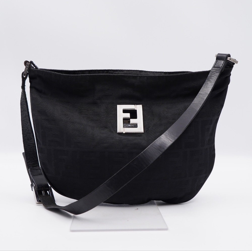 Fendi Zucca Black Canvas Shoulder bag.